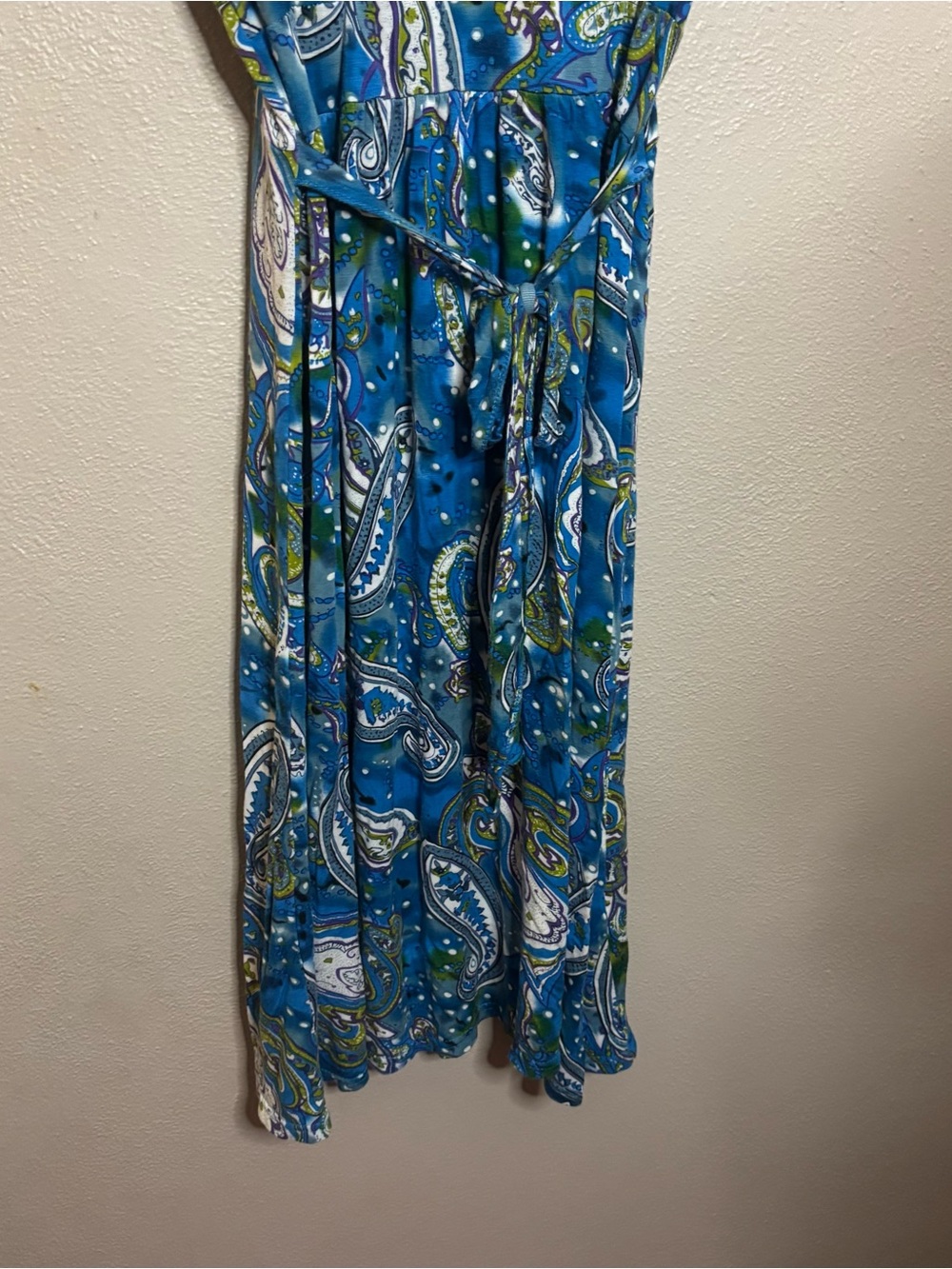 Y2K Derek Heart Blue Paisley Empire Waist Sundress Boho Beach Dress M Indie boho - Picture 2 of 7
